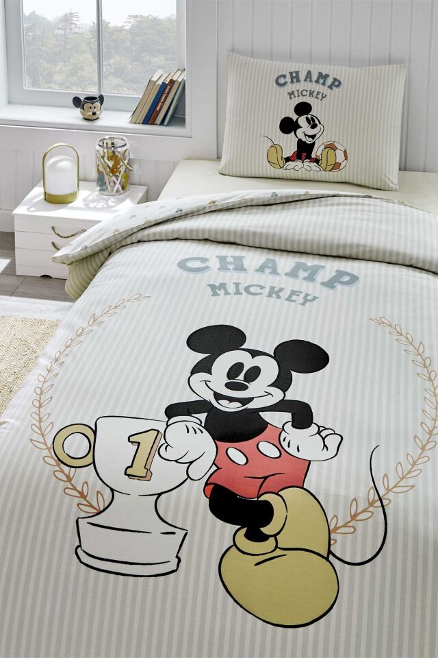Mickey Mouse Championship Tek Kişilik Disney Lisanslı Lastikli Çocuk Nevresim Takımı