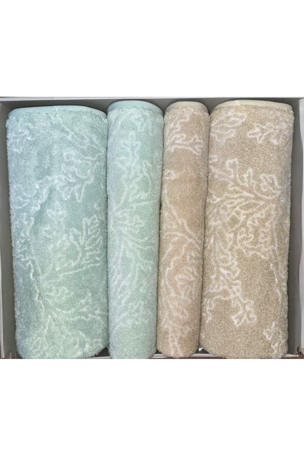 Fınery Bej-Yeşil Best Set (Hamam Takımı)