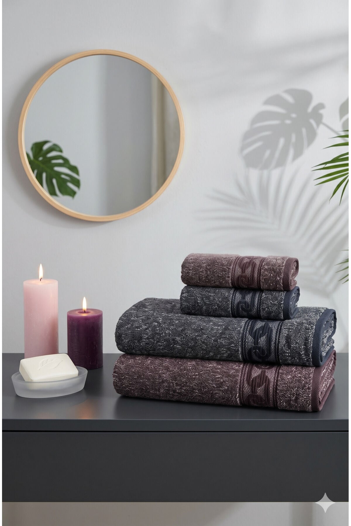 Özdilek Bold Chain Best Set Hamam Takımı Lacivert - Mürdüm
