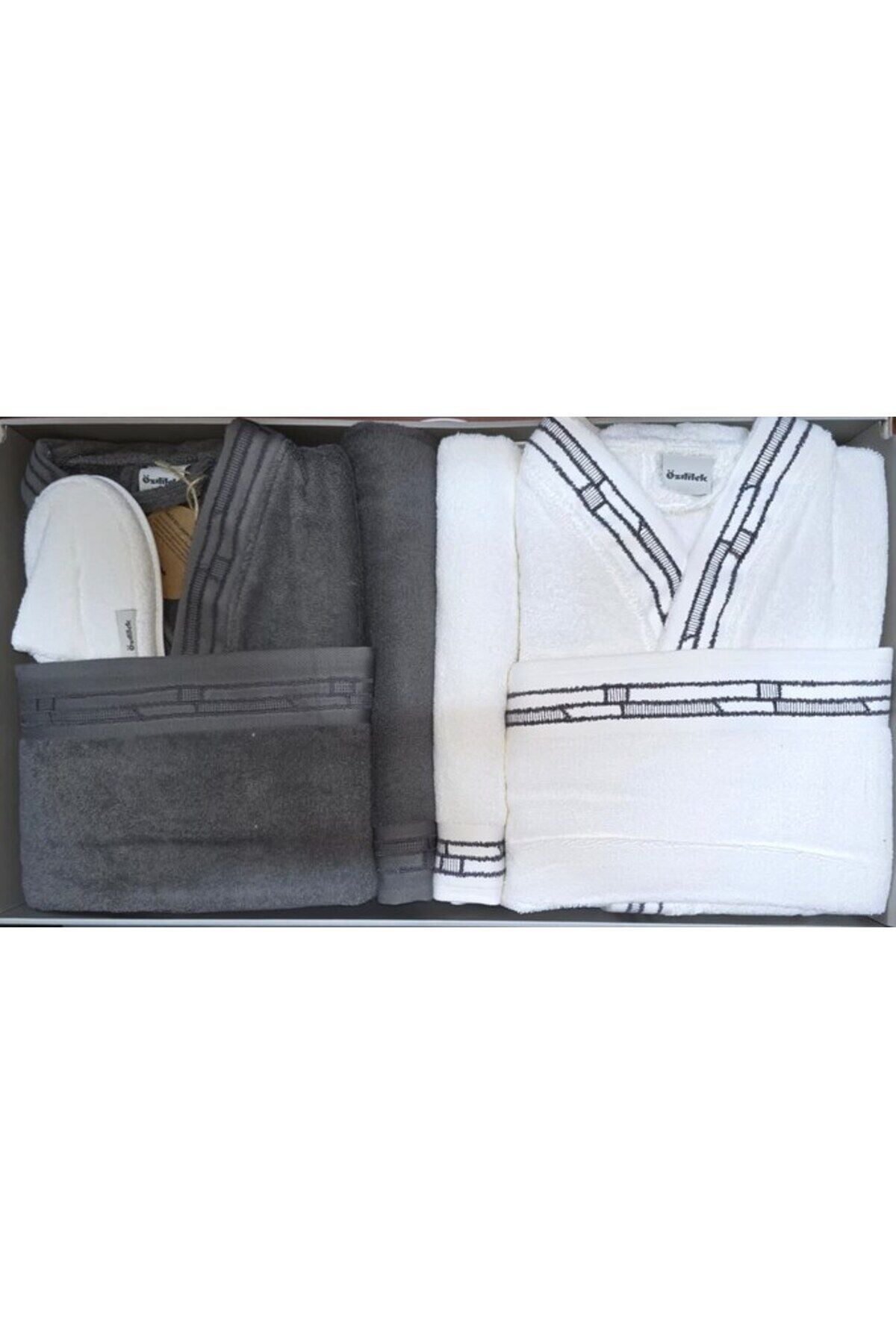 Velluto Gri-Krem Gri Aile Seti