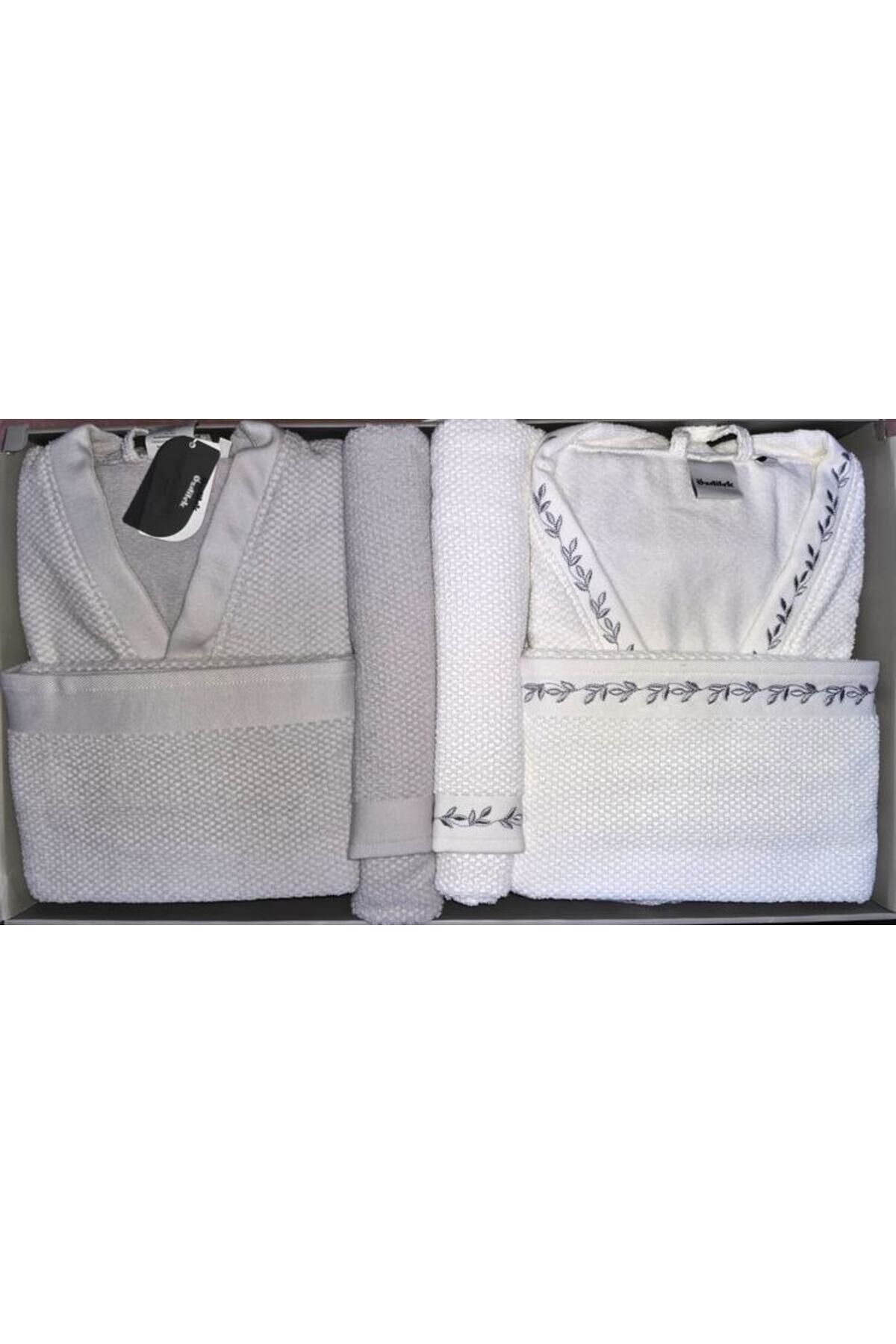 Foglıa Gri-Beyaz Aıle Seti Nakışlı-2