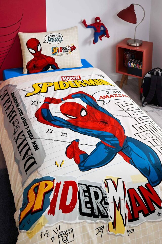 Spiderman Web Slinger Tek Kişilik Lisanslı Lastikli Çocuk Nevresim Takımı