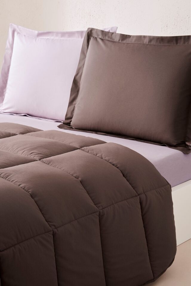 Colourist Ranforce Tek Kişilik Yatak Seti Vizon-Mürdüm