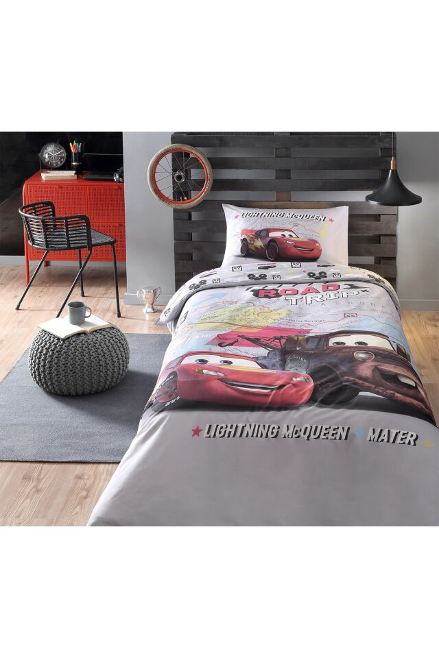 Disney Cars On The Road Tek Kişilik Nevresim Takımı - Gri